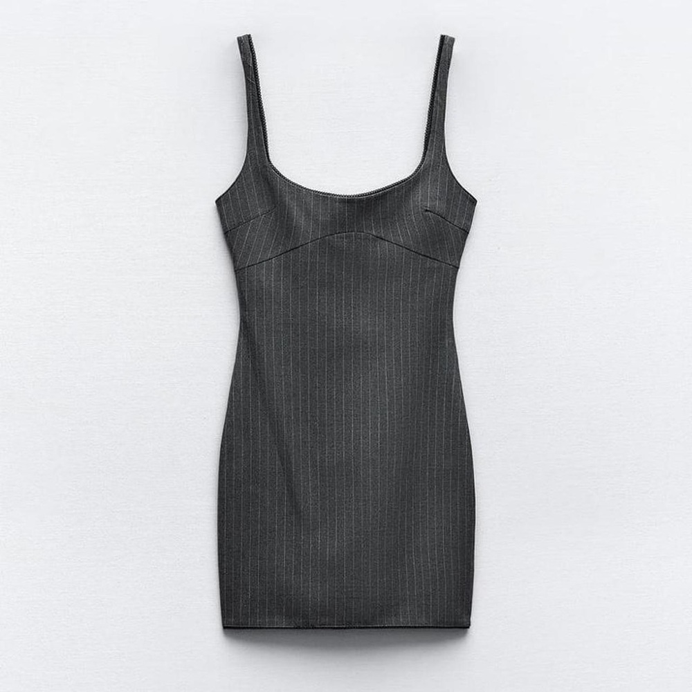 Zara Ribbed Gray Black Bodycon Mini Dress